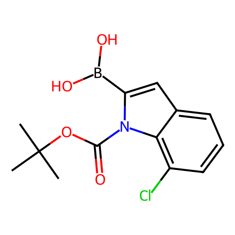 1H-Indole-1-carboxylic acid, 2-borono-7-chloro-, 1-(1,1-dimethylethyl) ester结构图