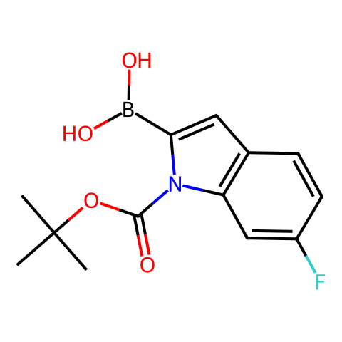1-Boc-6-氟吲哚-2-硼酸 (含不同量的酸酐)结构图