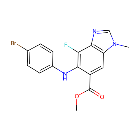 methyl 5-(4-bromophenylamino)-4-fluoro-1-methyl-1H-benzo[d]imidazole-6-carboxylate结构图