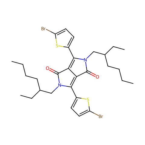 3,6-双(5-溴-2-噻吩基)-2,5-双(2-乙基己基)-2,5-二氢吡咯并[3,4-C]吡咯-1,4-二酮结构图