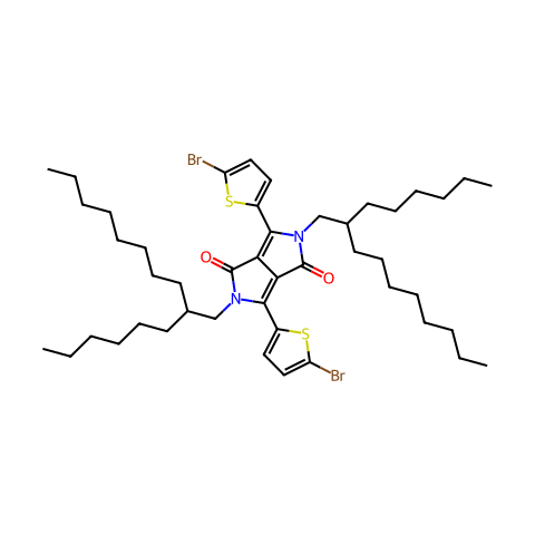3,6-双(5-溴-2-噻吩基)-2,5-双(2-己基癸基)-2,5-二氢-吡咯[3,4-c] 吡咯-1,4-二酮结构图