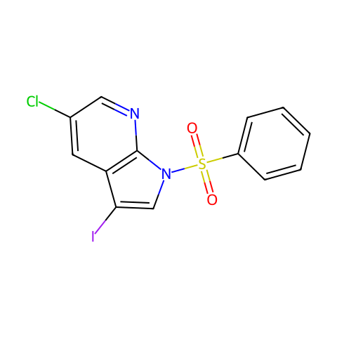 1-苯磺酰-5-氯-3-碘-1H-吡唑并[2,3-B]吡啶结构图