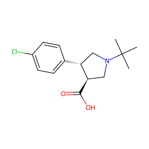 (3S,4R)-1-tert-butyl-4-(4-chlorophenyl)pyrrolidine-3-carboxylic acid结构图