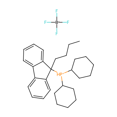 (9-丁基-9-芴基)二环己基磷四氟硼酸酯结构图