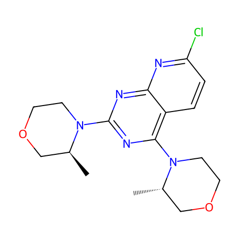 (3S,3'S)-4,4'-(7-chloropyrido[2,3-d]pyrimidine-2,4-diyl)bis(3-methylmorpholine)结构图