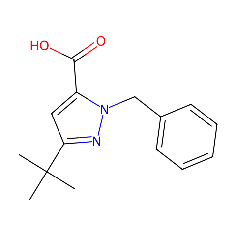 1-苄基-3-叔丁基-1H-吡唑-5-羧酸结构图