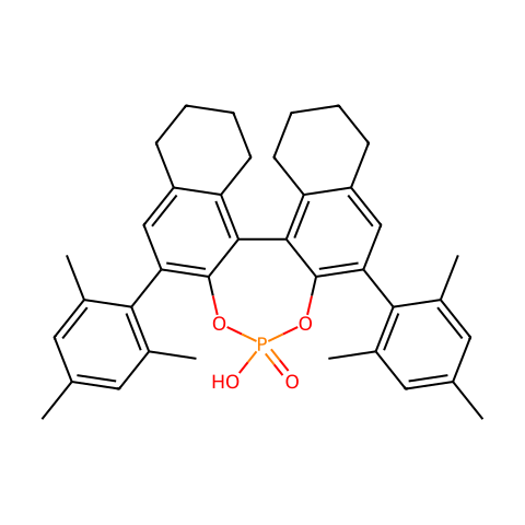 (R)-3,3'-双(2,4,6-三甲基苯基)-5,5',6,6',7,7',8,8'-八氢-1,1'-联萘酚磷酸酯结构图