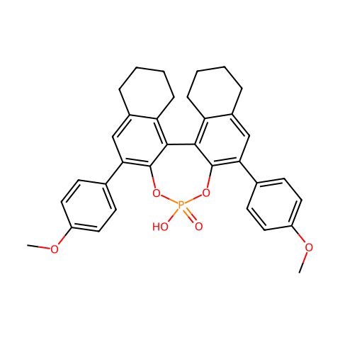 (R)-3,3-双(4-甲氧基苯基)-5,5,6,6,7,7,8,8-八氢-1,1-联萘酚磷酸酯结构图