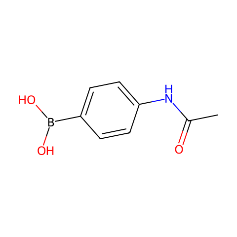 4-乙酰胺基苯硼酸（含有数量不等的酸酐）结构图