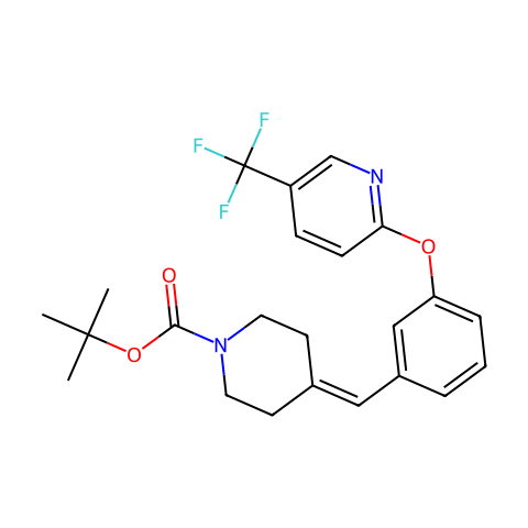 1-Piperidinecarboxylic acid, 4-[[3-[[5-(trifluoromethyl)-2-pyridinyl]oxy]phenyl]methylene]-, 1,1-dimethylethyl ester结构图