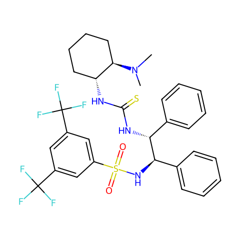 N-[（1R，2R）-2-[[[[（（1R，2R）-2-（二甲基氨基）环己基]氨基]硫代甲基]氨基]-1,2-二苯乙基]-3,5-双（三氟甲基）苯磺酰胺结构图
