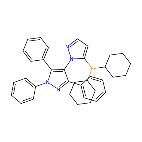 (5-(二环己基膦基)-1',3',5'-三苯基-[1,4']-联-1H-吡唑)结构图
