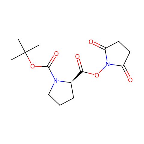 N-(叔丁氧羰基)-D-脯氨酸琥珀酰亚胺酯结构图