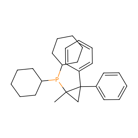 二环己基(2,2-二苯基-1-甲基环丙基)膦结构图