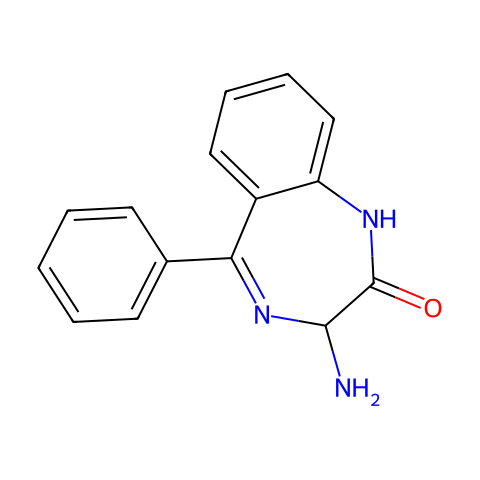 3-AMINO-5-PHENYL-1,3-DIHYDRO-2H-1,4-BENZODIAZEPIN-2-ONE结构图