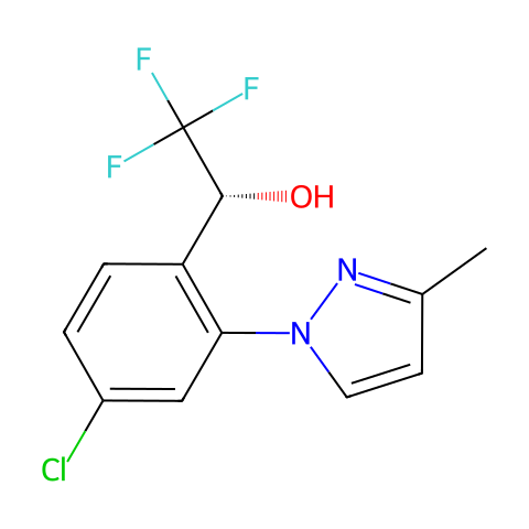 (R)-1-(4-chloro-2-(3-methyl-1H-pyrazol-1-yl)phenyl)-2,2,2-trifluoroethanol结构图
