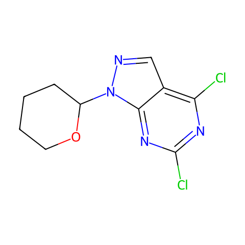 4,6-二氯-1-(四氢吡喃-2-基)-1H-吡唑并[3,4-d]嘧啶结构图