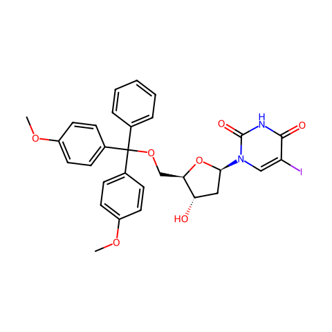 5'-DMT-5-碘-2'-脱氧尿苷结构图