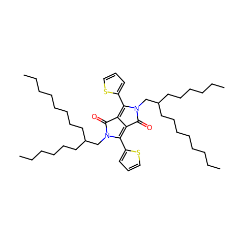 2,5-二(2-己基癸基)-3,6-二(噻吩基-2-)-吡咯并吡咯二酮结构图