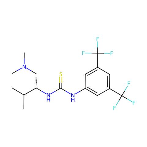 (R)-1-[3,5-双(三氟甲基)苯基]-3-[1-(二甲基氨基)-3-甲基丁-2-基]硫脲结构图