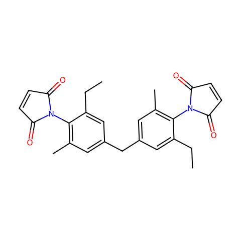 双(3-乙基-5-甲基-4-马来酰亚胺基苯基)甲烷结构图
