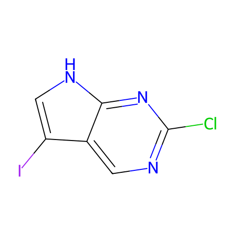 2-Chloro-5-iodo-7H-pyrrolo[2,3-d]pyrimidine结构图