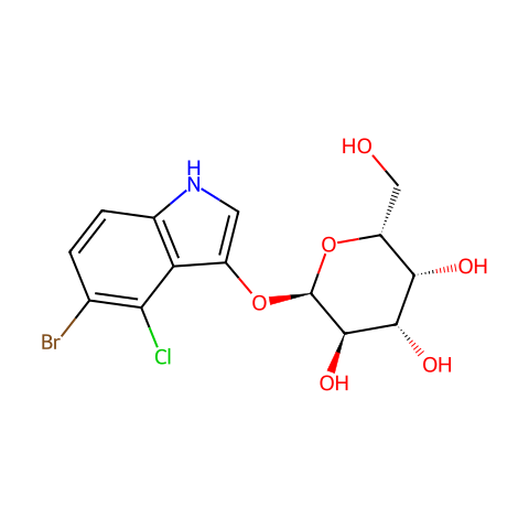 5-溴-4-氯-3-吲哚基-alpha-D-吡喃半乳糖苷结构图