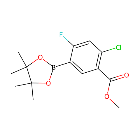 Methyl 2-chloro-4-fluoro-5-(4,4,5,5-tetramethyl-1,3,2-dioxaborolan-2-yl)benzoate结构图