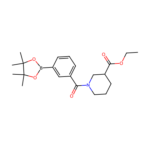 Ethyl 1-(3-(4,4,5,5-tetramethyl-1,3,2-dioxaborolan-2-yl)benzoyl)piperidine-3-carboxylate结构图