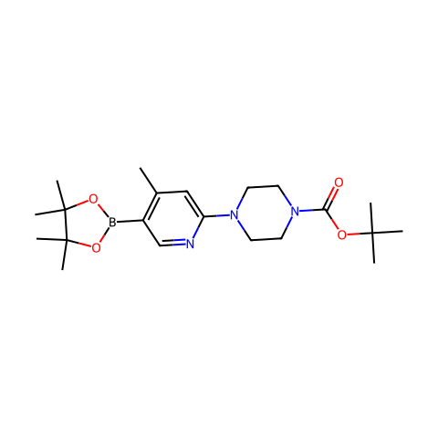 tert-Butyl 4-(4-methyl-5-(4,4,5,5-tetramethyl-1,3,2-dioxaborolan-2-yl)pyridin-2-yl)piperazine-1-carboxylate结构图