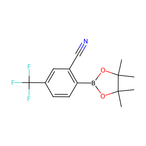 2-(4,4,5,5-Tetramethyl-1,3,2-dioxaborolan-2-yl)-5-(trifluoromethyl)benzonitrile结构图