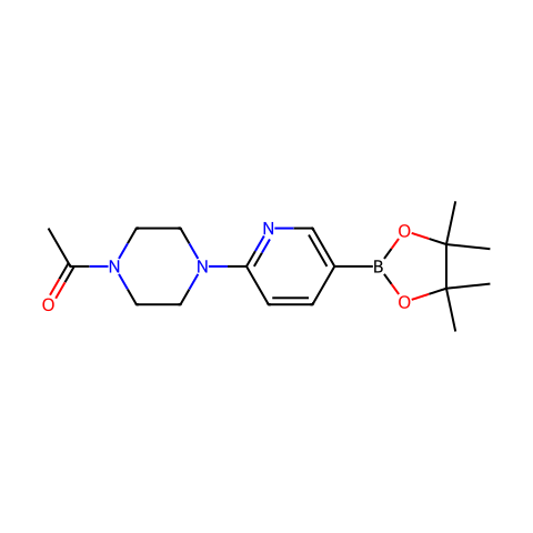 1-(4-(5-(4,4,5,5-Tetramethyl-1,3,2-dioxaborolan-2-yl)pyridin-2-yl)piperazin-1-yl)ethanone结构图