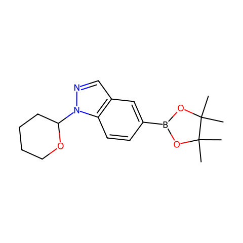 1H-Indazole, 1-(tetrahydro-2H-pyran-2-yl)-5-(4,4,5,5-tetramethyl-1,3,2-dioxaborolan-2-yl)-结构图