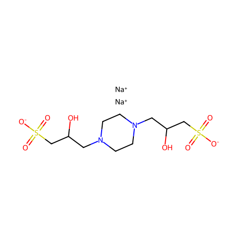 哌嗪-N,N-双(2-羟基乙磺酸)钠盐结构图