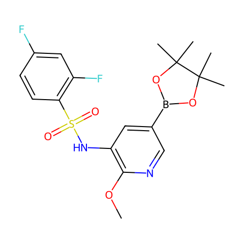 2,4-difluoro-N-(2-methoxy-5-(4,4,5,5-tetramethyl-1,3,2-dioxaborolan-2-yl)pyridin-3-yl)benzenesulfonamide结构图