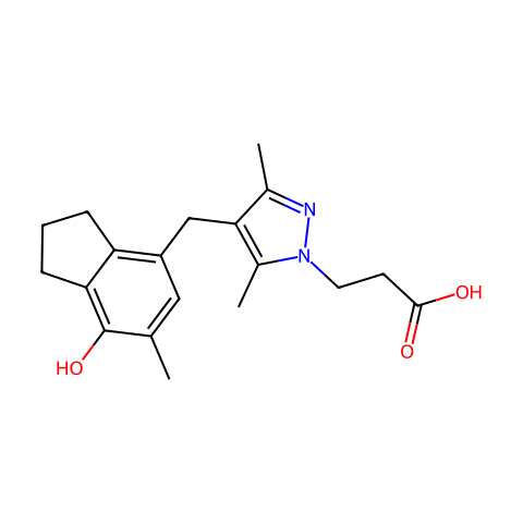 3-(4-((7-hydroxy-6-methyl-2,3-dihydro-1H-inden-4-yl)methyl)-3,5-dimethyl-1H-pyrazol-1-yl)propanoic acid结构图