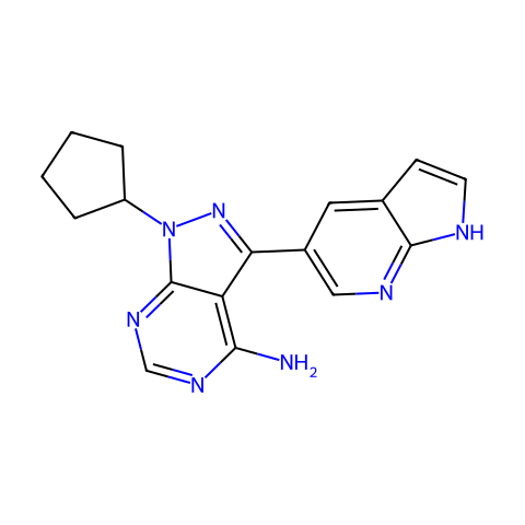 PP121,酪氨酸和磷酸肌醇激酶的双重抑制剂结构图