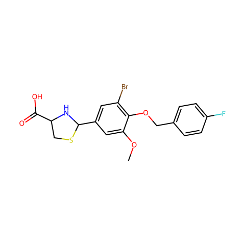 2-(3-Bromo-4-((4-fluorobenzyl)oxy)-5-methoxyphenyl)thiazolidine-4-carboxylic acid结构图
