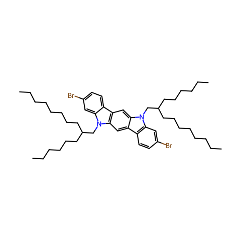3,9-DibroMo-5,11-bis(2-hexyldecyl)-5,11-dihydroindolo[3,2-b]carbazole结构图