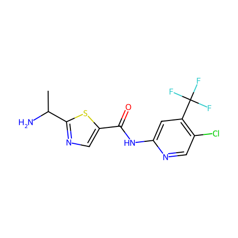 5-Thiazolecarboxamide, 2-(1-aminoethyl)-N-[5-chloro-4-(trifluoromethyl)-2-pyridinyl]-结构图
