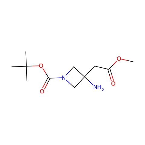 3-Azetidineacetic acid, 3-amino-1-[(1,1-dimethylethoxy)carbonyl]-, methyl ester结构图