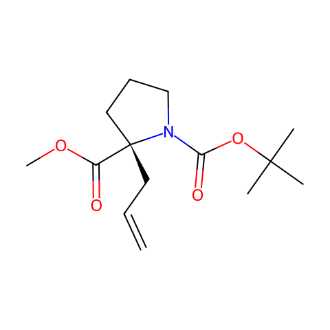 1,2-Pyrrolidinedicarboxylic acid, 2-(2-propen-1-yl)-, 1-(1,1-dimethylethyl) 2-methyl ester, (2R)-结构图