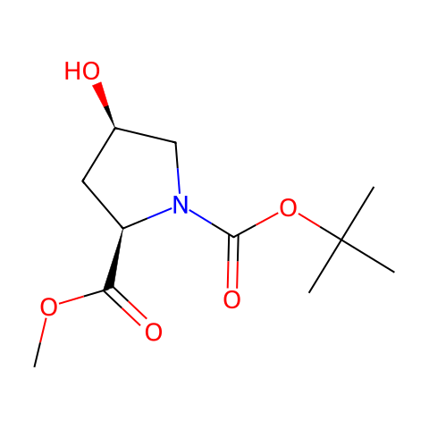 顺式-1-N-叔丁氧羰基-4-羟基-D-脯氨酸甲酯结构图