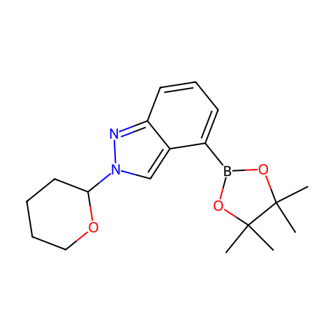 2-(oxan-2-yl)-4-(4,4,5,5-tetramethyl-1,3,2-dioxaborolan-2-yl)indazole结构图