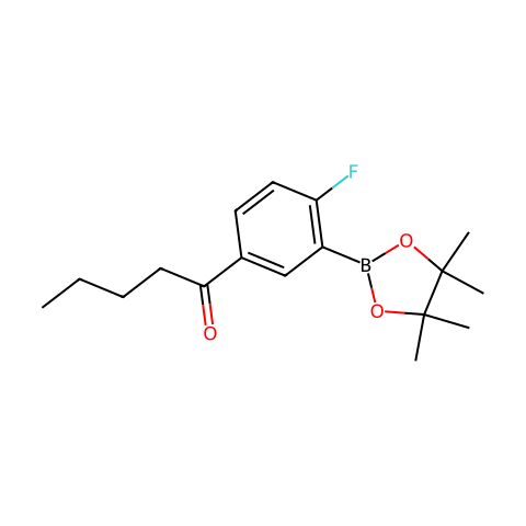 1-(4-Fluoro-3-(4,4,5,5-tetramethyl-1,3,2-dioxaborolan-2-yl)phenyl)pentan-1-one结构图