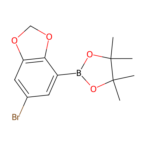 2-(6-Bromobenzo[d][1,3]dioxol-4-yl)-4,4,5,5-tetramethyl-1,3,2-dioxaborolane结构图