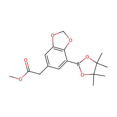 Methyl 2-(7-(4,4,5,5-tetramethyl-1,3,2-dioxa-borolan-2-yl)benzo[d][1,3]dioxol-5-yl)acetate结构图