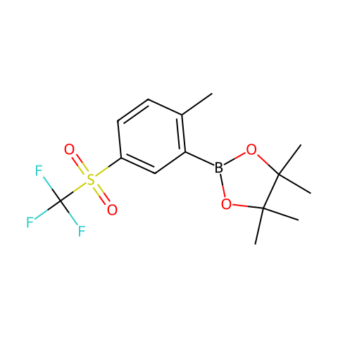 4,4,5,5-Tetramethyl-2-(2-methyl-5-((trifluoromethyl)-sulfonyl)phenyl)-1,3,2-dioxaborolane结构图