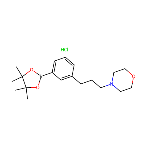 4-(3-(3-(4,4,5,5-Tetramethyl-1,3,2-dioxaborolan-2-yl)phenyl)propyl)morpholine hydrochloride结构图
