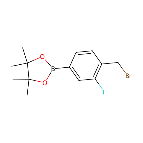 2-(4-(Bromomethyl)-3-fluorophenyl)-4,4,5,5-tetramethyl-1,3,2-dioxaborolane结构图